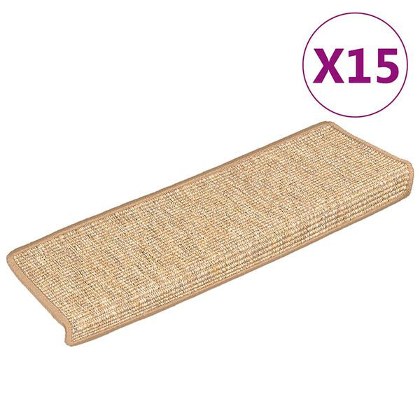vidaXL Stair Mats 15 pcs 65x21x4 cm Light Brown Rectangular Edge