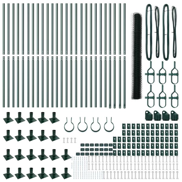 vidaXL Fence Post Green 50 x 1.6 m (36 mm mesh) Steel and PVC