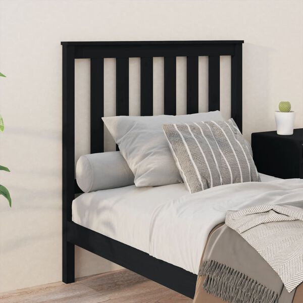 vidaXL Bed Headboard Black 96x6x101 cm Solid Wood Pine