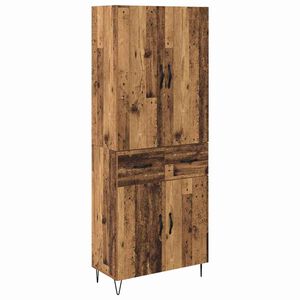 vidaXL Highboard with Drawer 2 pcs Old Wood Engineered Wood and Glass
