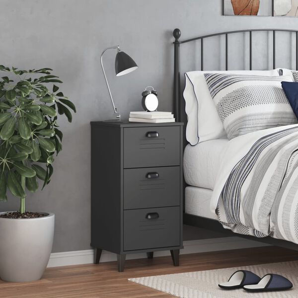 vidaXL Bedside Cabinet VIKEN Anthracite Grey Engineered Wood