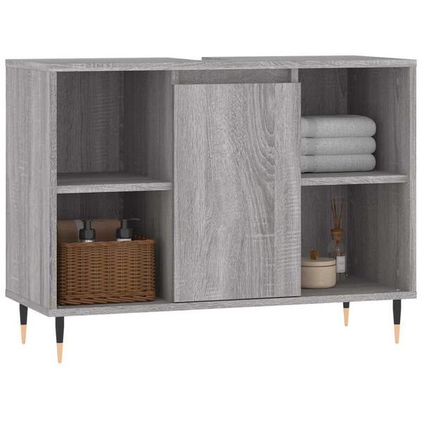 vidaXL Bathroom Cabinet Grey Sonoma 80x33x60 cm Engineered Wood