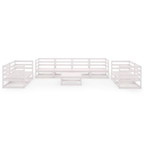 vidaXL 9 Piece Garden Lounge Set White Solid Pinewood