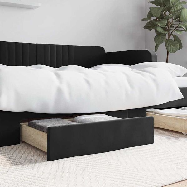 vidaXL Bed Drawers 2 pcs Black Engineered Wood and Velvet