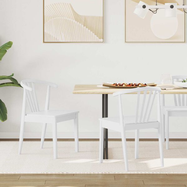 vidaXL Dining Chair 2 pcs White Solid Rubberwood