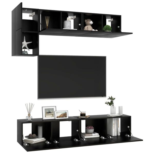 vidaXL 5 Piece TV Cabinet Set Black Engineered Wood