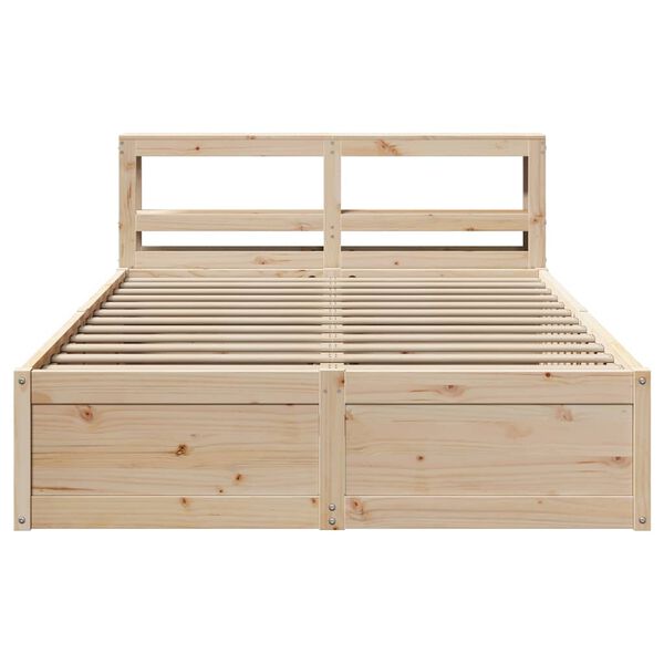 vidaXL Bed Frame with Headboard 140x190 cm Solid Wood Pine