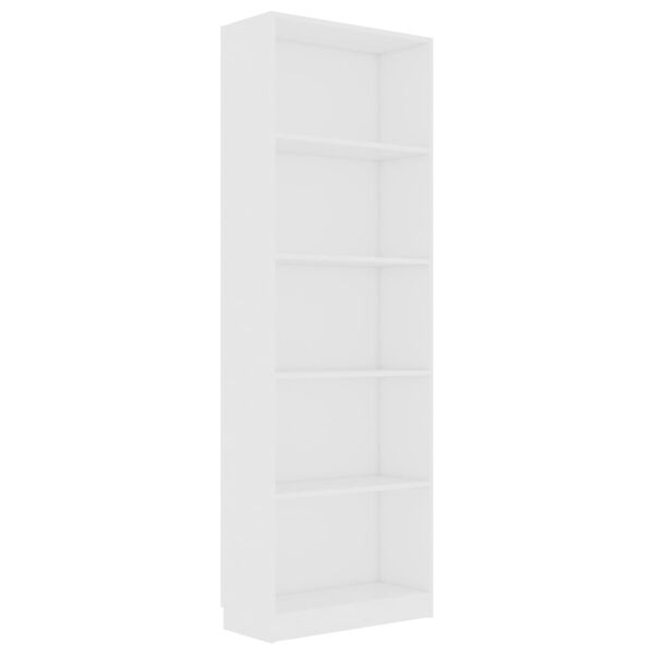 vidaXL 5-Tier Book Cabinet White 60x24x175 cm Engineered Wood