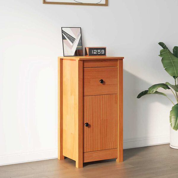 vidaXL Sideboard Wax Brown 39 x 34.5 x 80 cm Solid Pine Wood