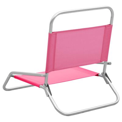 vidaXL Folding Beach Chairs 2 pcs Pink Fabric