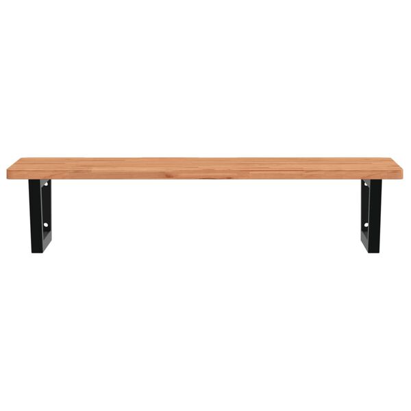 vidaXL Basin Shelf Wall Mounted Steel and Solid Wood Beech
