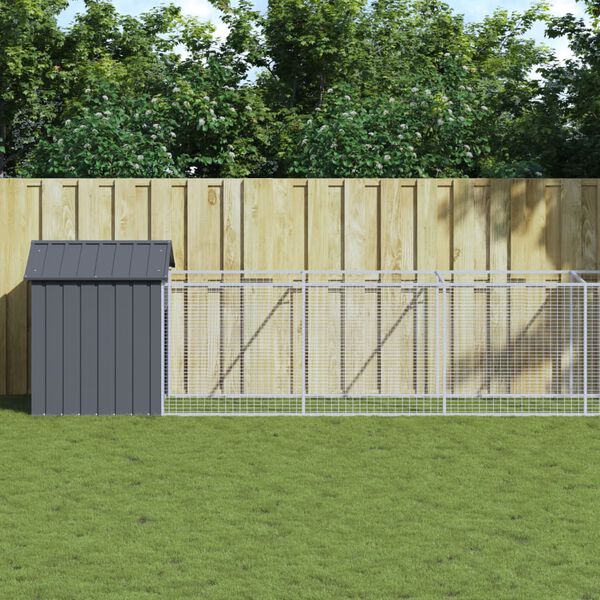 vidaXL Dog House with Roof Anthracite 117x813x123 cm Galvanised Steel