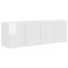vidaXL TV Wall Cabinet 2 pcs High Gloss White Engineered Wood