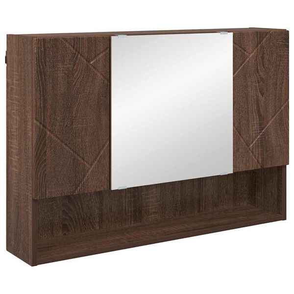 vidaXL Mirror Cabinet Brown Oak 80 x 17 x 55 cm Engineered Wood