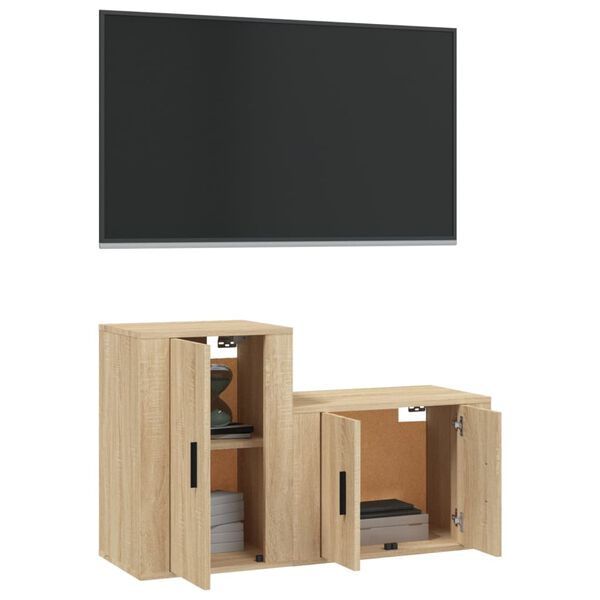 vidaXL 2 Piece TV Cabinet Set Sonoma Oak Engineered Wood