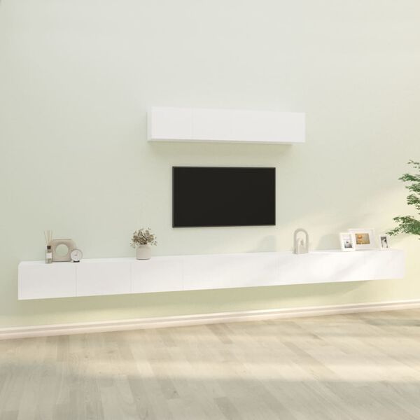 vidaXL 4 Piece TV Cabinet Set White Engineered Wood