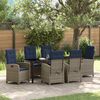 vidaXL Garden Dining Set with Cushion 7 pcs Grey Poly Rattan