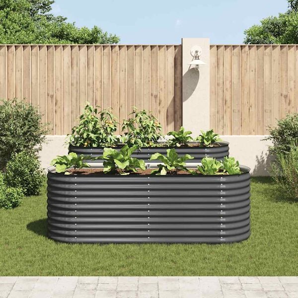 vidaXL Garden Raised Bed 240x80x81 cm Galvanised Steel Grey