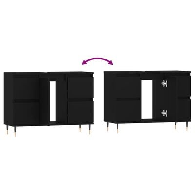 vidaXL Bathroom Cabinet Black 80x33x60 cm Engineered Wood
