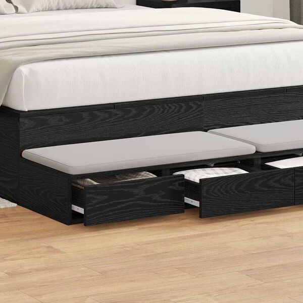 vidaXL Bed Drawers Black Oak 135 x 36.5 x 16.5 cm Engineered Wood