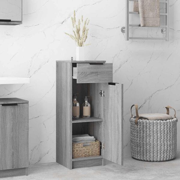 vidaXL Bathroom Cabinet Grey Sonoma 32x34x90 cm Engineered Wood