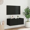 vidaXL TV Wall Cabinet with LED Lights Black 80x35x31 cm