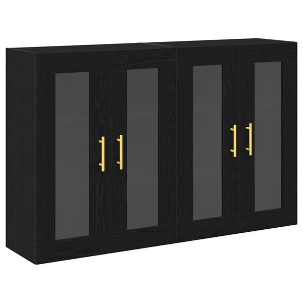 vidaXL Wall Cabinets 2 pcs Black Oak 69.5 x 34 x 90 cm Engineered Wood