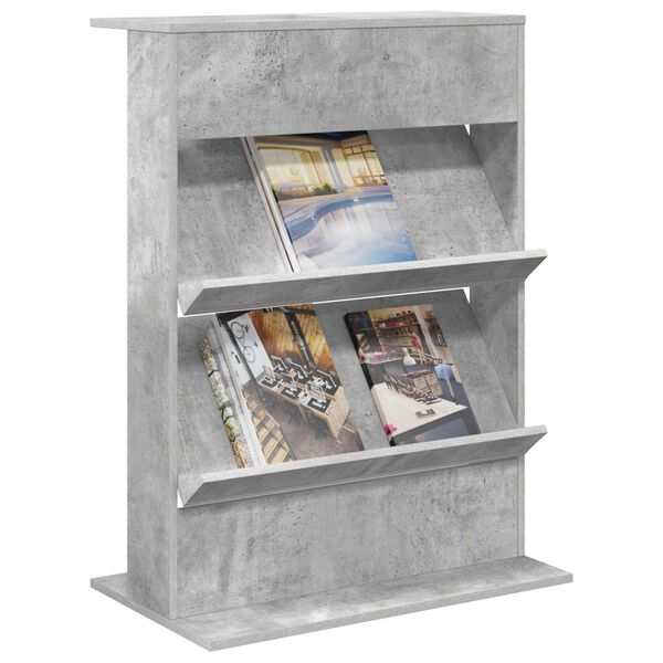 vidaXL Magazine Rack Concrete Grey 70 x 41 x 96 cm Engineered Wood
