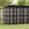 vidaXL Outdoor Dog Kennel with Roof Steel 9.22 m&sup2;