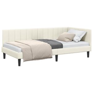 vidaXL Corner Bed Frame with Headboard Cream 100 cm x 200 cm Velvet
