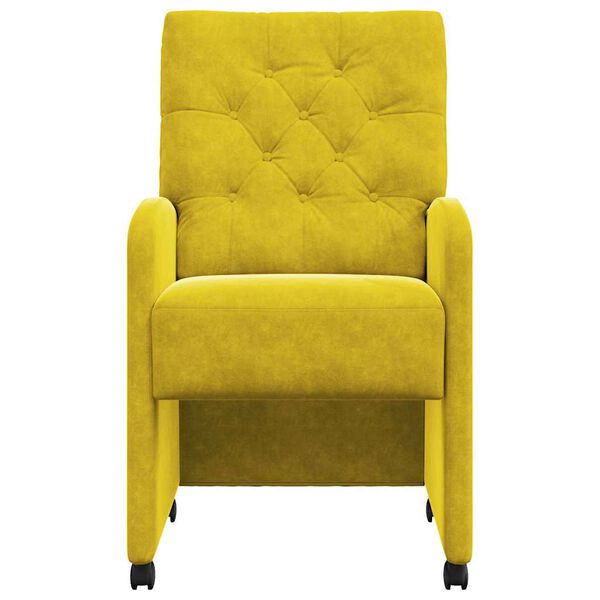 vidaXL Dining Chairs with Wheels 2 pcs Yellow 58 x 67 x 97 cm Velvet