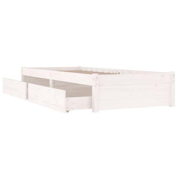 vidaXL Bed Frame without Mattress with Drawers White 100x200 cm (814940+814990)