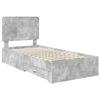 vidaXL Bed Frame with Drawer Concrete Grey 90 x 190 cm Engineered Wood