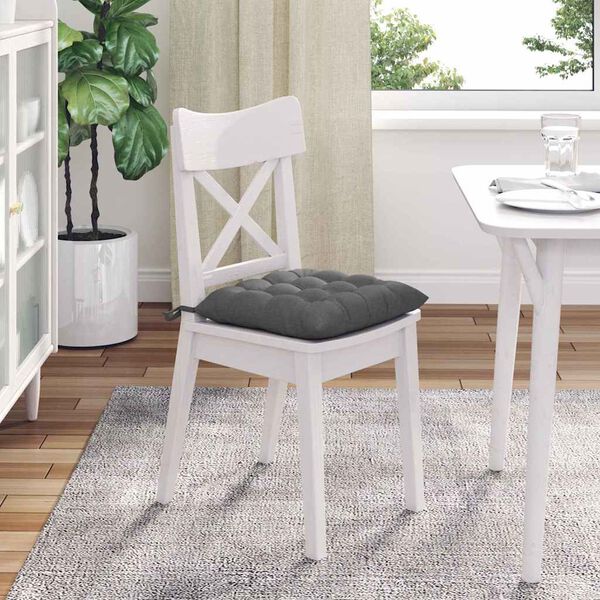 vidaXL Seat Cushions 2 pcs Dark Grey 40 x 40 x 6 cm Fabric