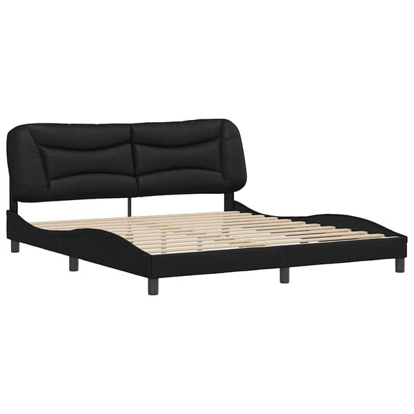 vidaXL Bed Frame without Mattress "Hvar" Black 180x200 cm Super King Faux Leather