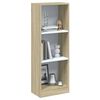 vidaXL 3-Tier Book Cabinet White and Sonoma Oak 40x24x109 cm Engineered Wood