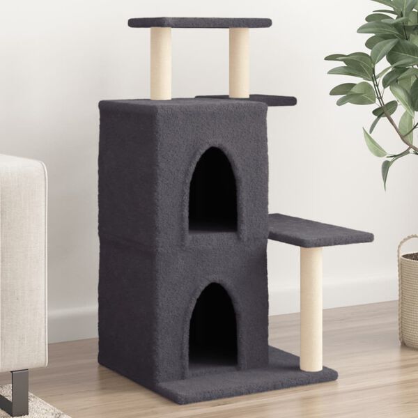 vidaXL Cat Tree with Sisal Scratching Posts Dark Grey 97 cm