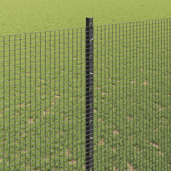 vidaXL Fence with Post Grey 1.4 x 10 m Steel and PVC