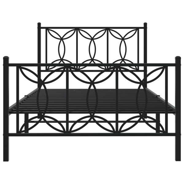 vidaXL Metal Bed Frame without Mattress with Footboard Black 100x200cm