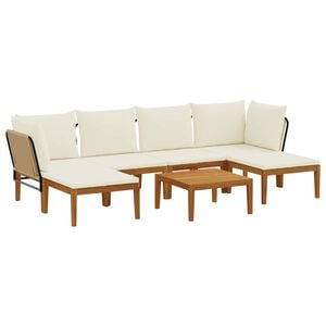 vidaXL 7 pcs Solid Acacia Wood & Rope Natural