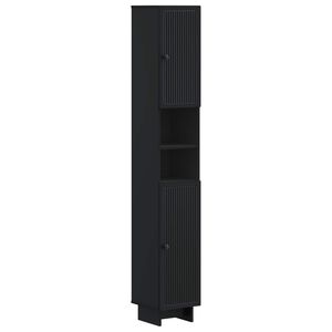 vidaXL Bathroom Cabinet with Open Shelf EDE Black 30 x 31 x 190 cm