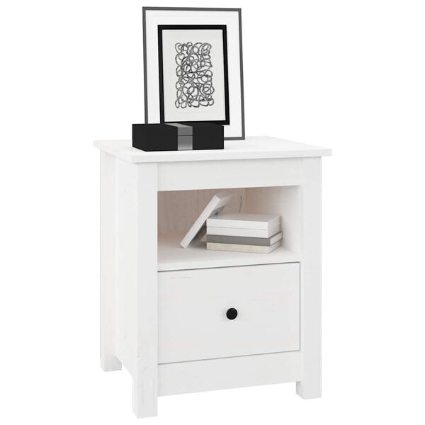 vidaXL Bedside Cabinet White 40x35x49 cm Solid Wood Pine