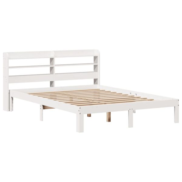 vidaXL Bed Frame with Headboard without Mattress White 140x190 cm