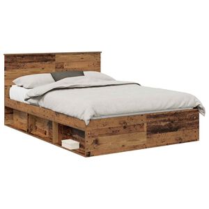 vidaXL Bed Frame with Headboard Old Wood 140 x 190 cm Engineered wood