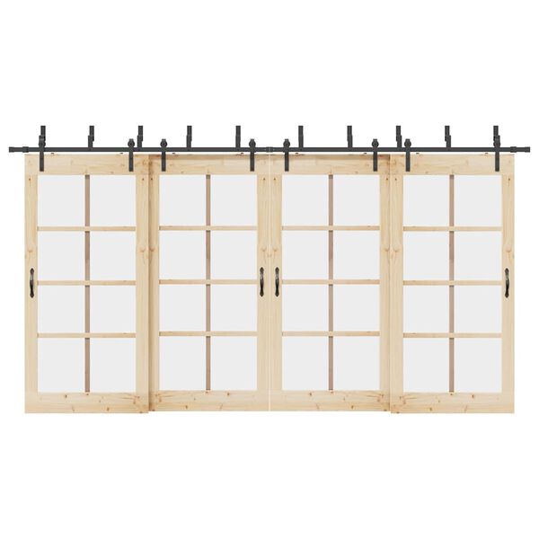 vidaXL Sliding Door Hardware Kit 427 cm Steel Black