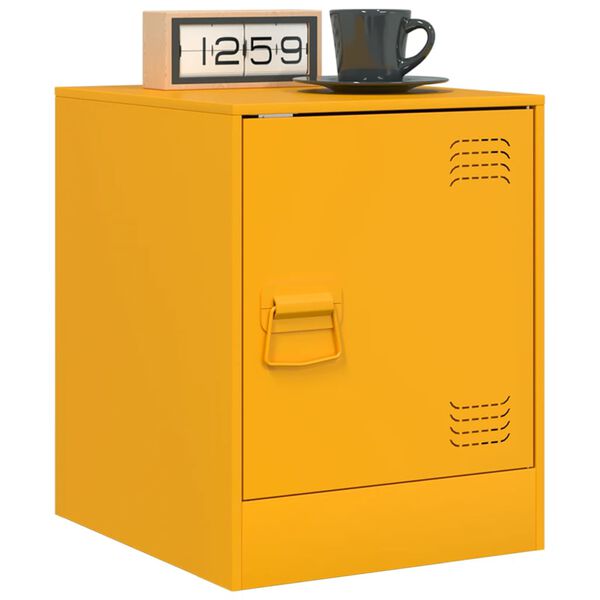 vidaXL Bedside Cabinet Mustard Yellow 34.5x39x44 cm Steel