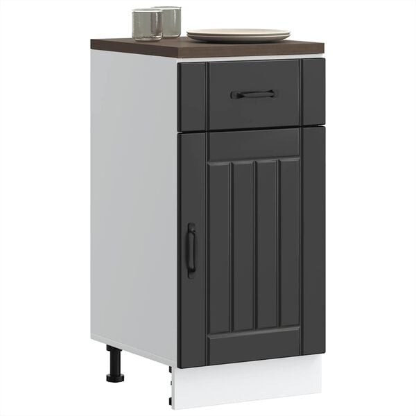 vidaXL Kitchen Base Cabinet Lucca Black Engineered Wood