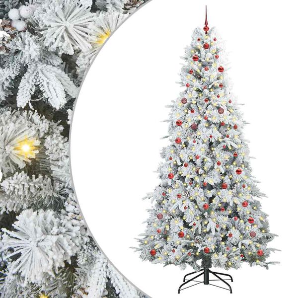 vidaXL Artificial Hinged Christmas Tree White 240 cm PE and PVC