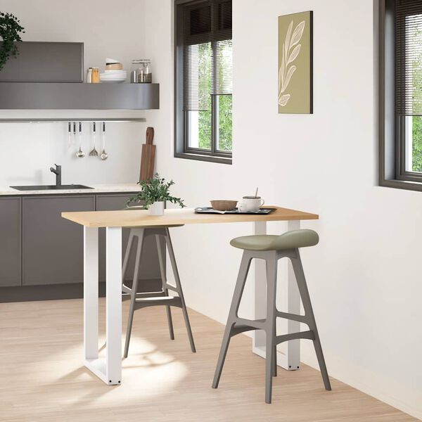 vidaXL Bar Table Legs U-Shaped 2 pcs White 60x(90-91) cm Steel