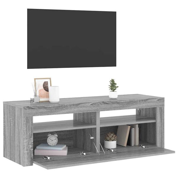 vidaXL TV Cabinet with LED Lights Grey Sonoma 120x35x40 cm